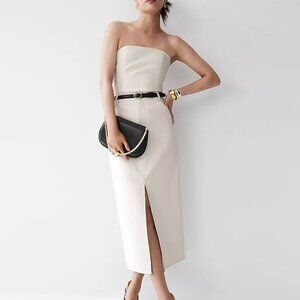 Roberta Faux Leather Midi Skirt + Strapless Top Coord Set
